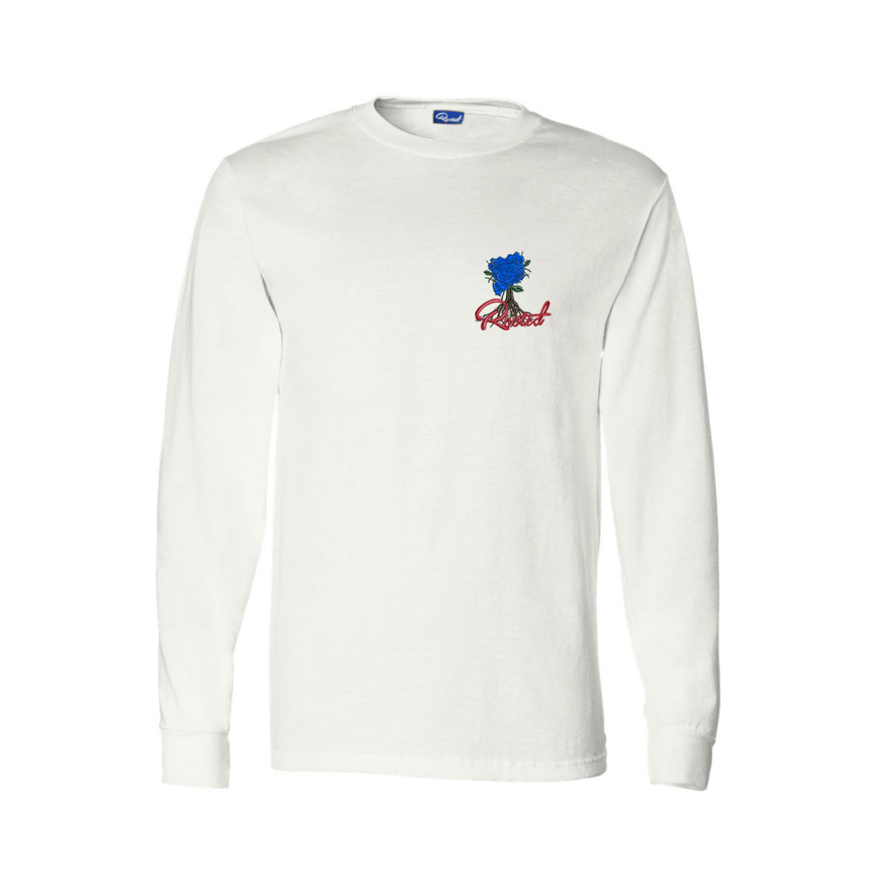 Sueded Long Sleeve Rooted Logo Shirt – Embroidered Tee